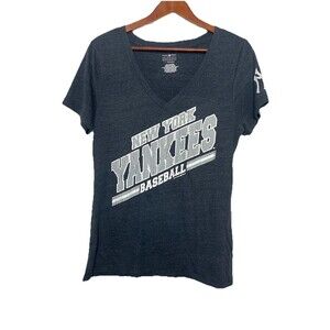 Genuine Merchandise New York Yankees Women's Large Blue Vneck Tshirt Tee MLB